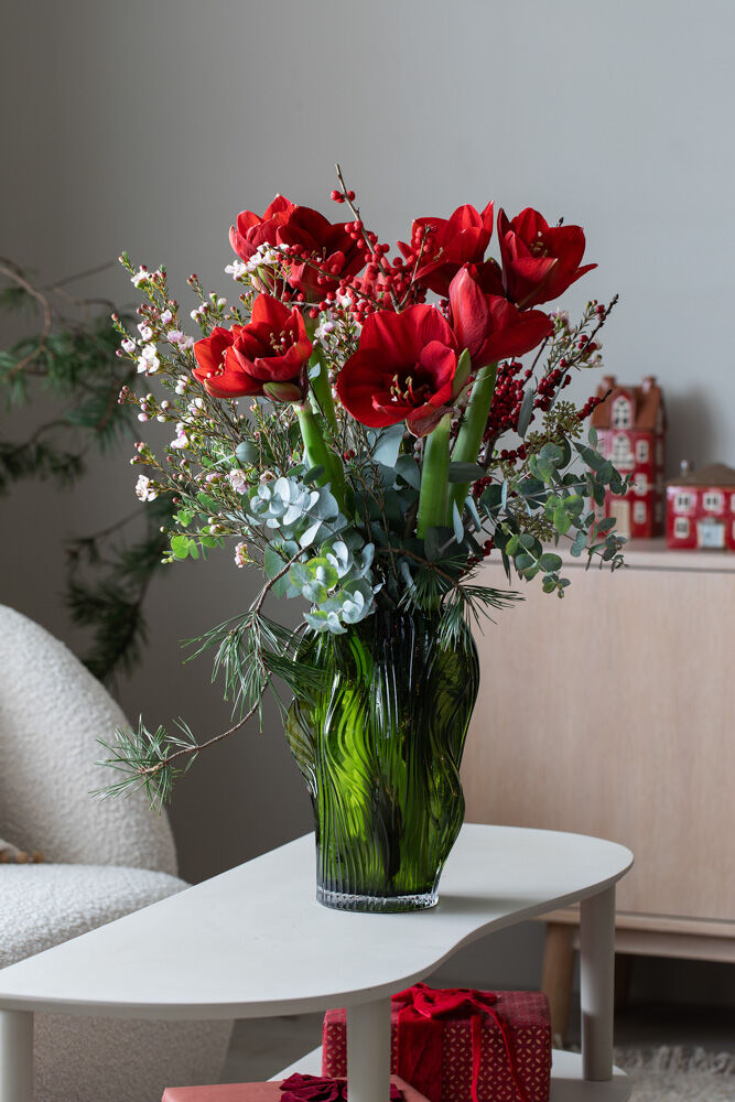 Rød amaryllisbukett